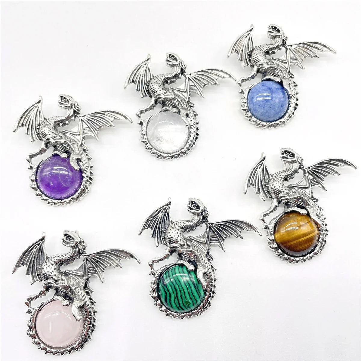 Crystal Circle Dragon Necklaces