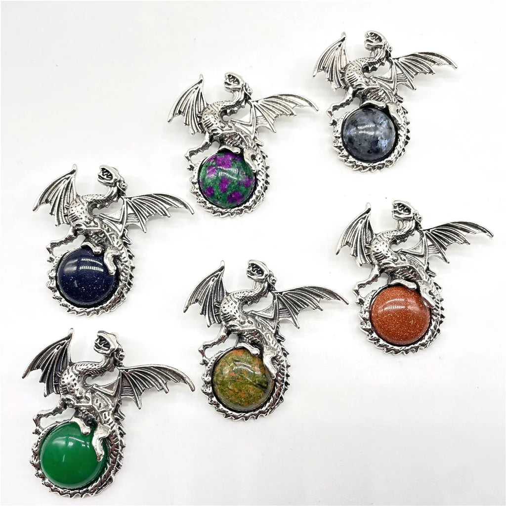 Crystal Circle Dragon Necklaces