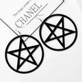 Large Black Pentacle Earrings