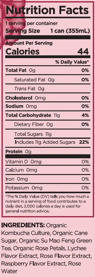 Rose Petal & Lychee Kombucha Organic - 6pk