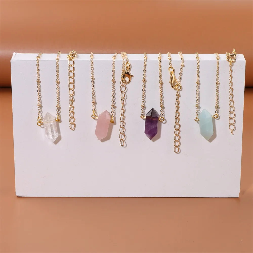 Crystal Hexagon Gold Necklaces