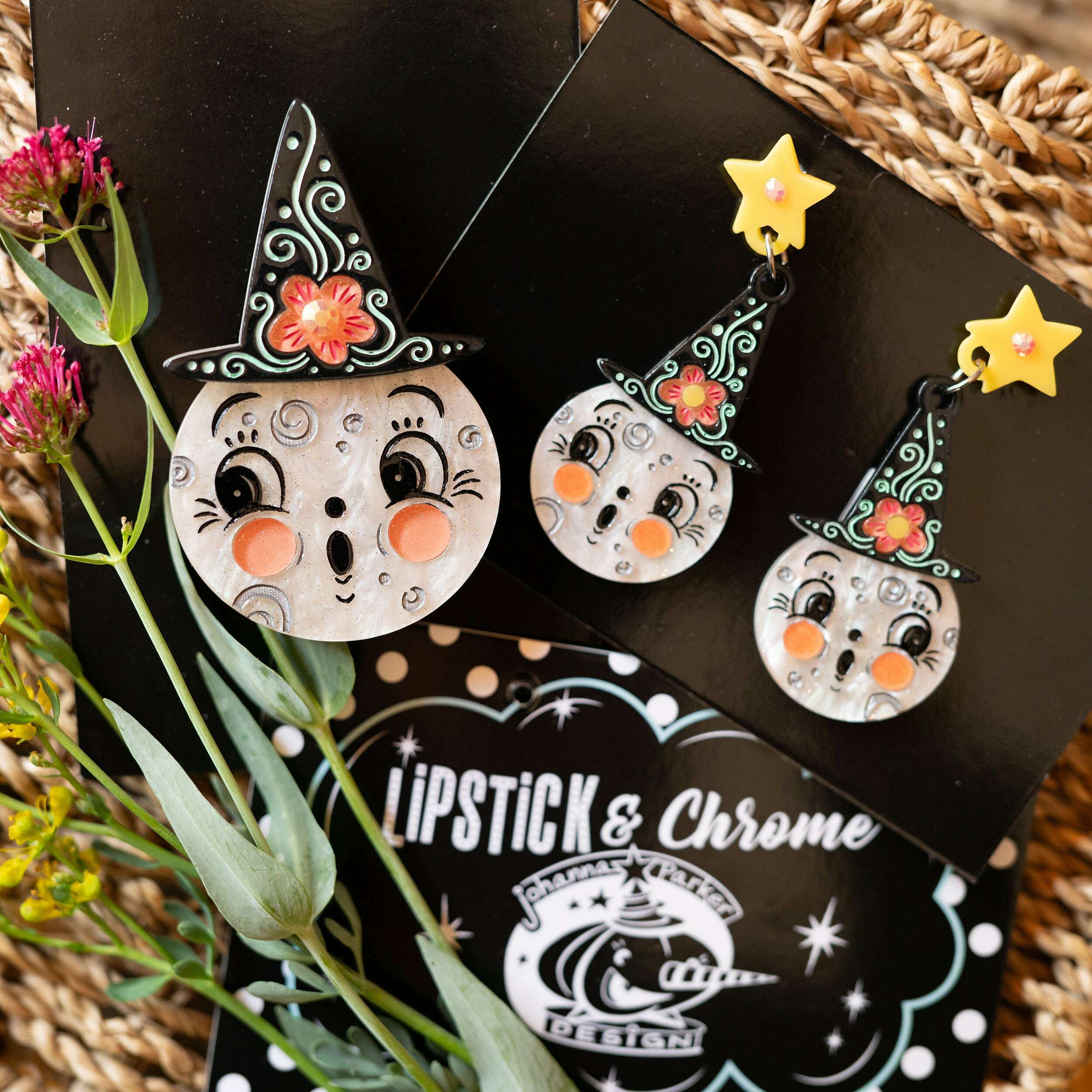Bloomin' Luna Witch Brooch by Lipstick & Chrome