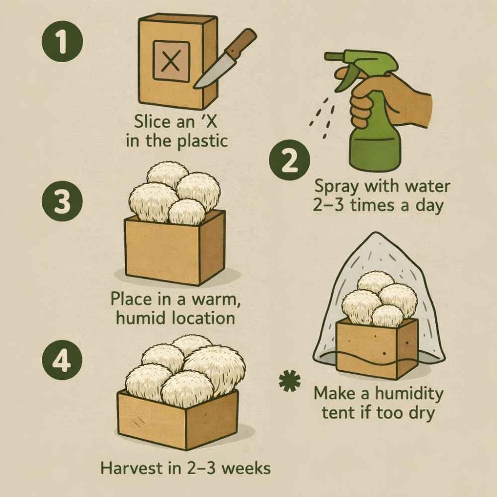 Lion's Mane Mushroom Growing Kit - 5 LBS Spray and Grow