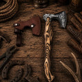 Viking Rune Engraved Bearded Hatchet – Burnt Ash Wood Handle